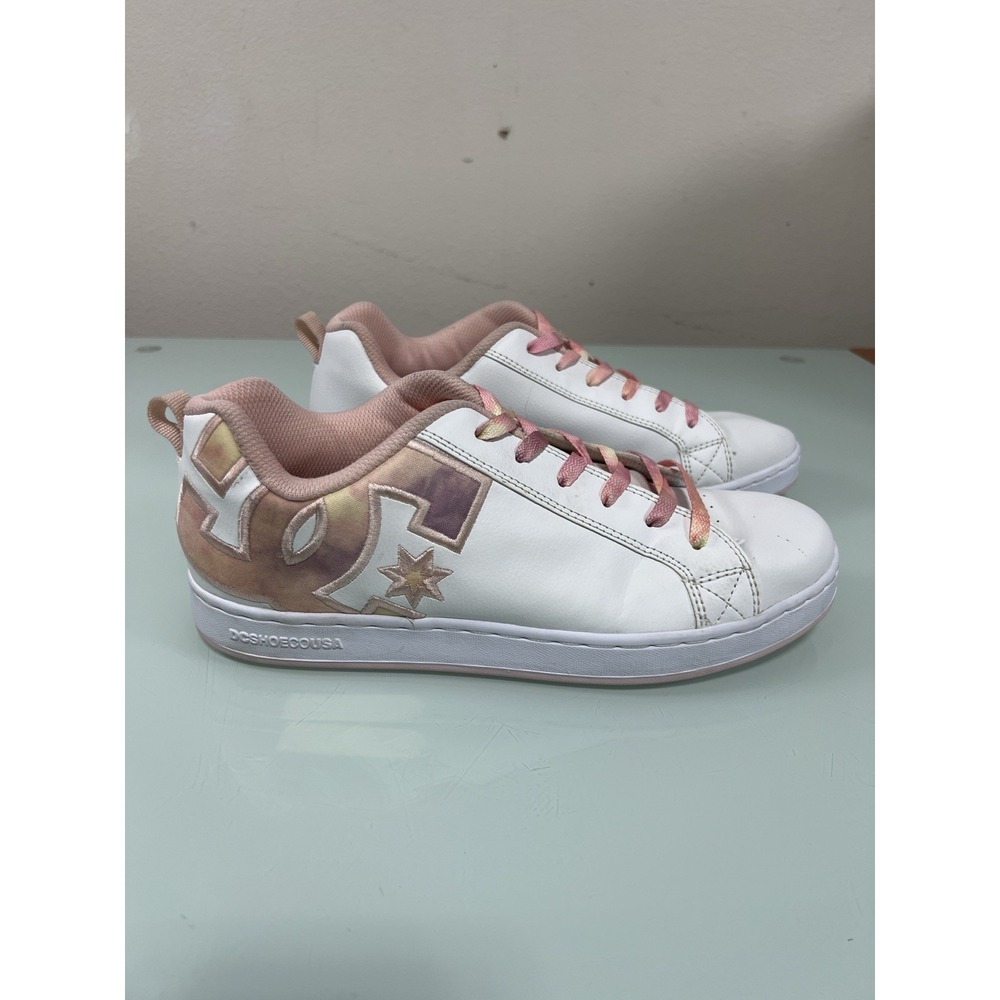 DC Court Graffik Women's 11 White Leather Pink Skate Sneakers Streetwear Low Top